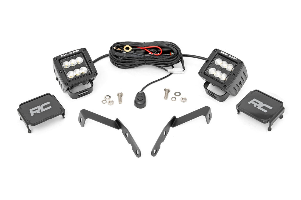 Rough Country - LED Light - Ditch Mount - 2" -  Black Pair - Flood - Chevy 1500 (2007-2013) - 71059