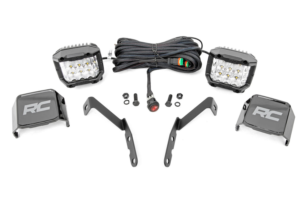 Rough Country - LED Light - Ditch Mount - 3" OSRAM - Wide - Chevy 1500 & Chevy/GMC 2500HD/3500HD (07-14) - 71062