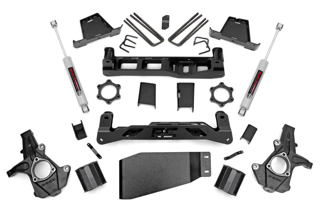 Components of the 6-inch lift kit for 4WD Chevy Silverado and GMC Sierra 1500