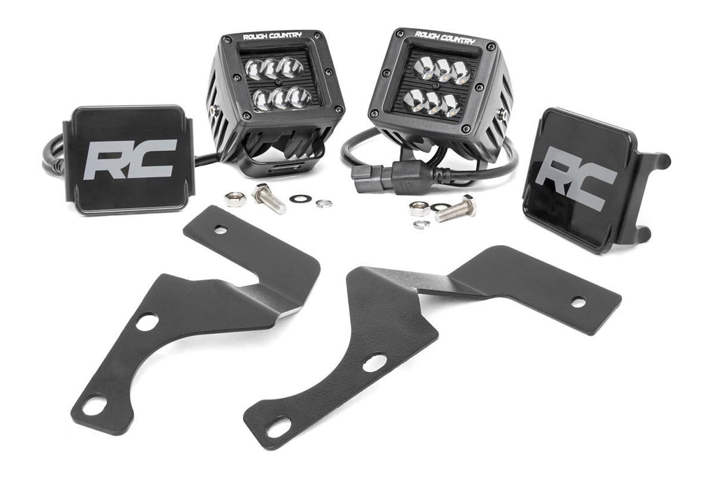 Rough Country - LED Light - Ditch Mount - 2" Black Flood Pair - Toyota 4Runner (10-23) - 70799