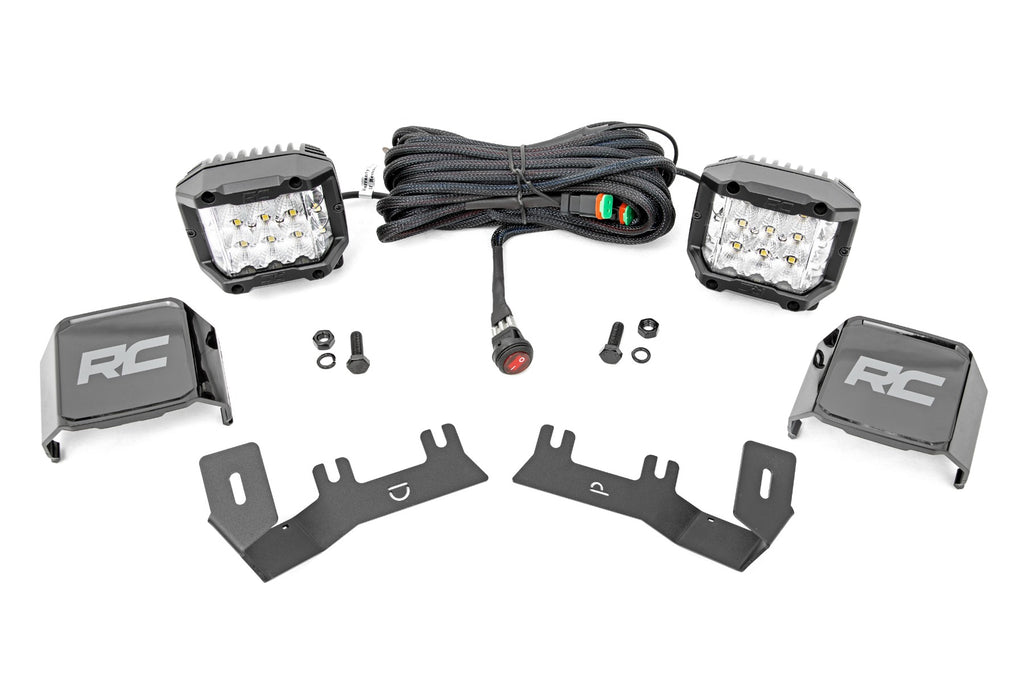 Rough Country - LED Ditch Light Kit - 3in OSRAM Pair - Wide - Chevy/GMC 1500 (14-18) - 71056