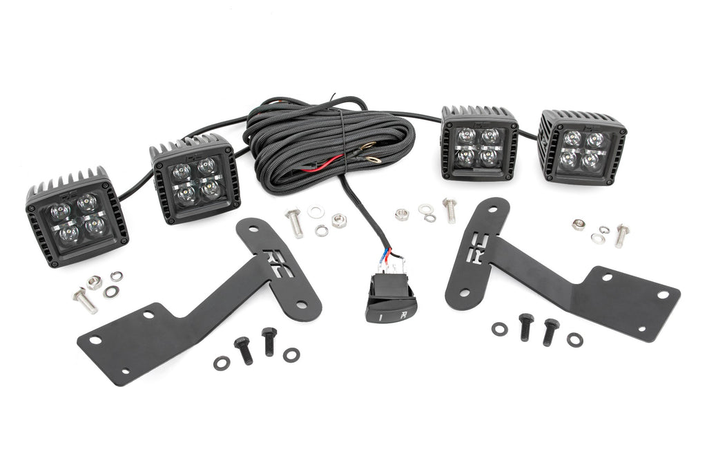 Rough Country - LED Light - Ditch Mount - Dual 2" Black Pairs - White DRL - Toyota Tundra (14-21) - 70837