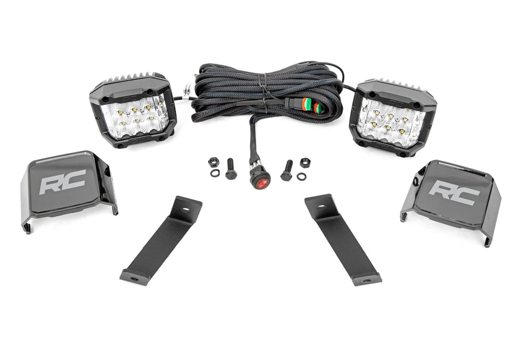 Rough Country - LED Light Kit - Ditch Mount - 3" OSRAM - Wide - Jeep Cherokee KL (14-21) - 70082