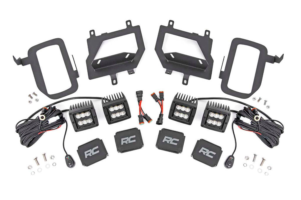 Rough Country - LED Light - Fog Mount - Dual 2" Black Pairs - Flood - Ford F-150 (15-17) - 70833