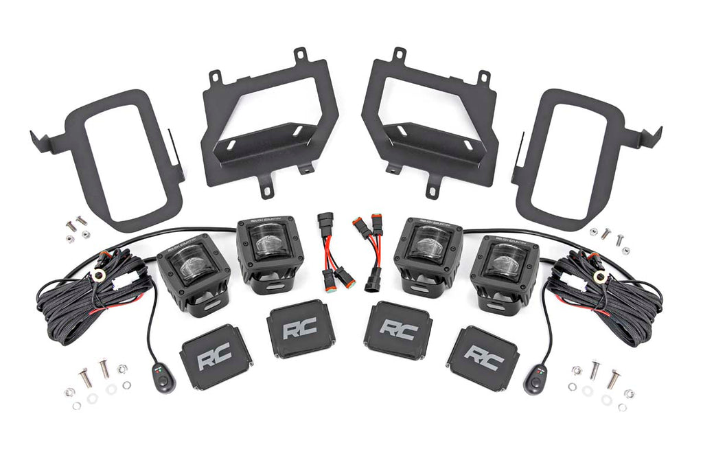 Rough Country - LED Light - Fog Mount - Dual 2" Black Pairs - SAE - Ford F-150 (15-17) - 70831