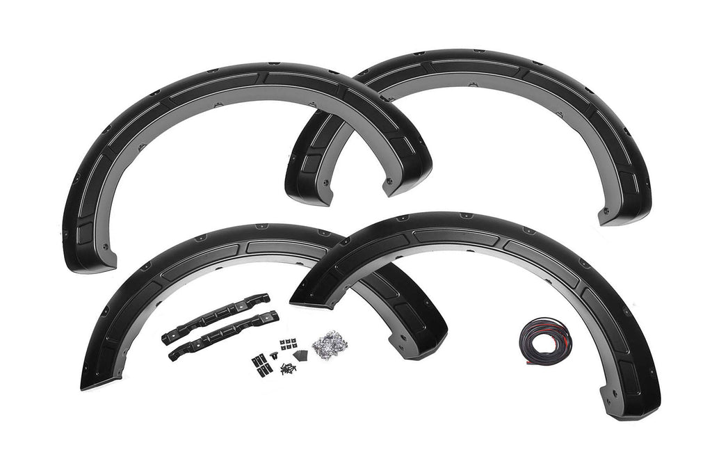 Rough Country Defender Pocket Fender Flares - Silver - Ford F-150 2WD 4WD (15-20)
