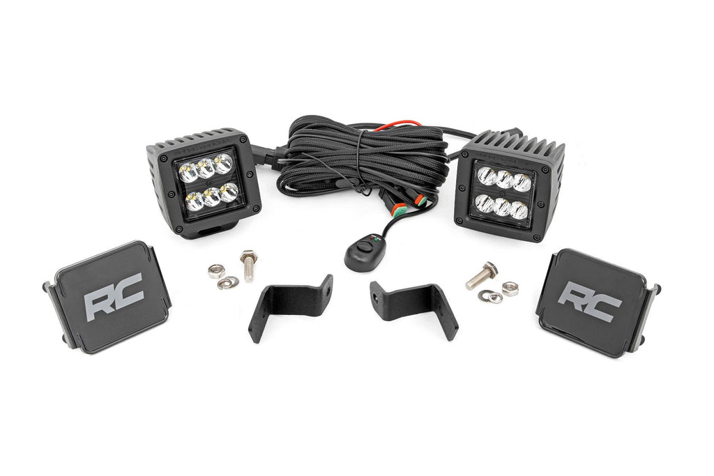Rough Country - LED Light - Ditch Mount - 2" Black Pair - Spot - Ford F-150 (15-23)/F-150 Lightning (2022) - 71028