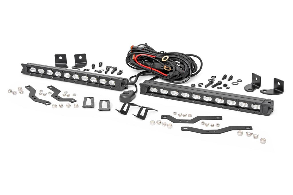 Rough Country - LED Light - Grille Mount - 10" Black Slimline Pair - Ford F-150 (18-20) - 70808