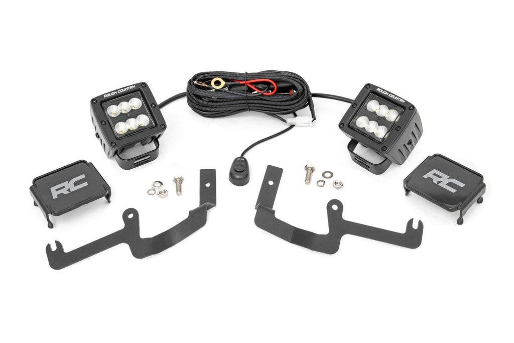 Rough Country - LED Light - Ditch Mount - 2" Black Pair - Flood - Chevy Silverado 1500 (19-23) - 70842