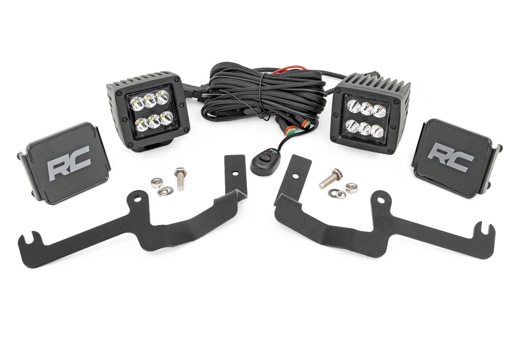 Rough Country - LED Light - Ditch Mount - 2" Black Pair - Spot - Chevy Silverado 1500 (19-23) - 70841