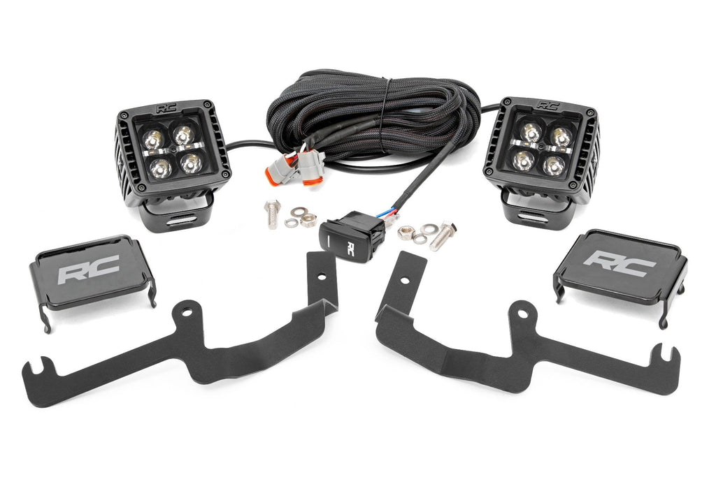 Rough Country - LED Light - Ditch Mount - 2" Black Pair - Amber DRL - Chevy Silverado 1500 (19-23) - 70844