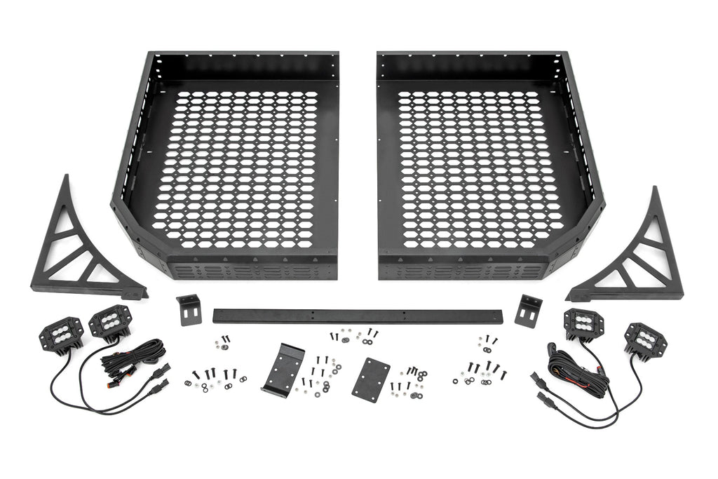 Cargo Rack - Dual 2 In. Black LED Pairs - Flush Mount - Polaris Ranger 1000 Ranger XP 1000