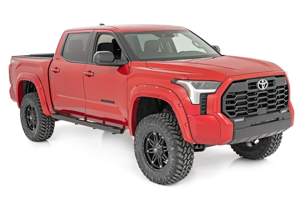 Rough Country Oval Nerf Steps - Crew Cab - Black - Toyota Tundra 2WD 4WD (22-23)