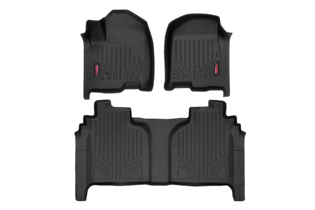 Rough Country Floor Mats - FR & RR - FR Bucket - Crew - Chevy GMC 1500 (19-23)