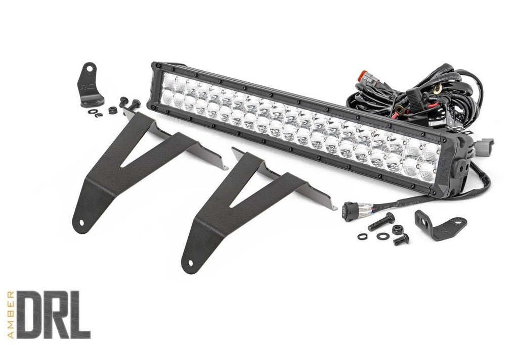 Rough Country - LED Light - Bumper Mount - 20" Chrome Dual Row - Amber DRL - Ram 1500 (19-23) - 70781
