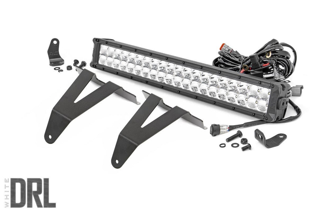 Rough Country - LED Light - Bumper Mount - 20" Chrome Dual Row - White DRL - Ram 1500 (19-23) - 70780
