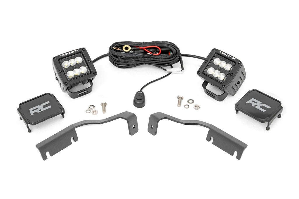 Rough Country - LED Light - Ditch Mount - 2" Black Pair - Flood - Nissan Frontier (22-23) - 71065
