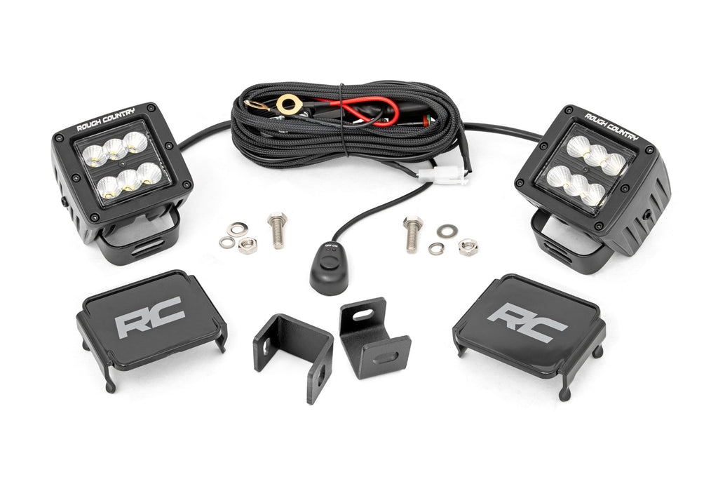 Rough Country - LED Light - Ditch Mount - 2" Black Pair - Flood - Toyota Tundra (22-23) - 71072