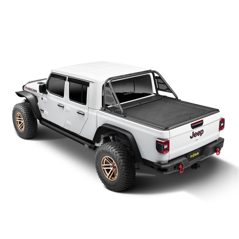 Rugged Ridge Jeep Gladiator w/Trail Rail Sys Armis Tonneau Cover w/Max Track - Tex. Blk