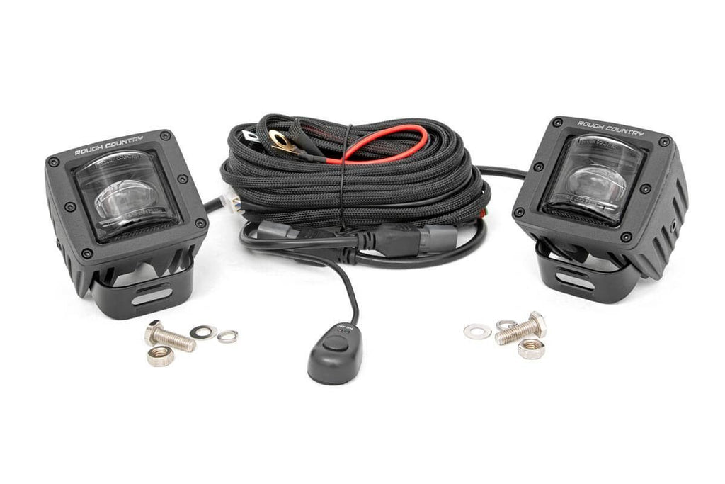 Rough Country - Black Series LED Light Pair- 2 Inch - SAE Fog - 70907