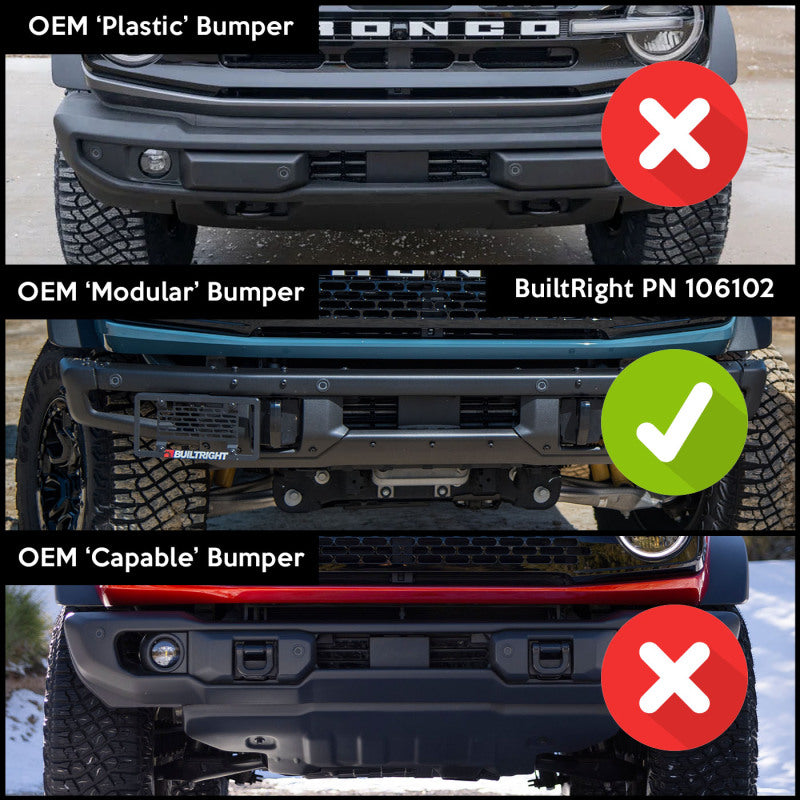 BuiltRight Industries 21+ Ford Bronco Modular Steel Bumper License Plate Relocator Kit