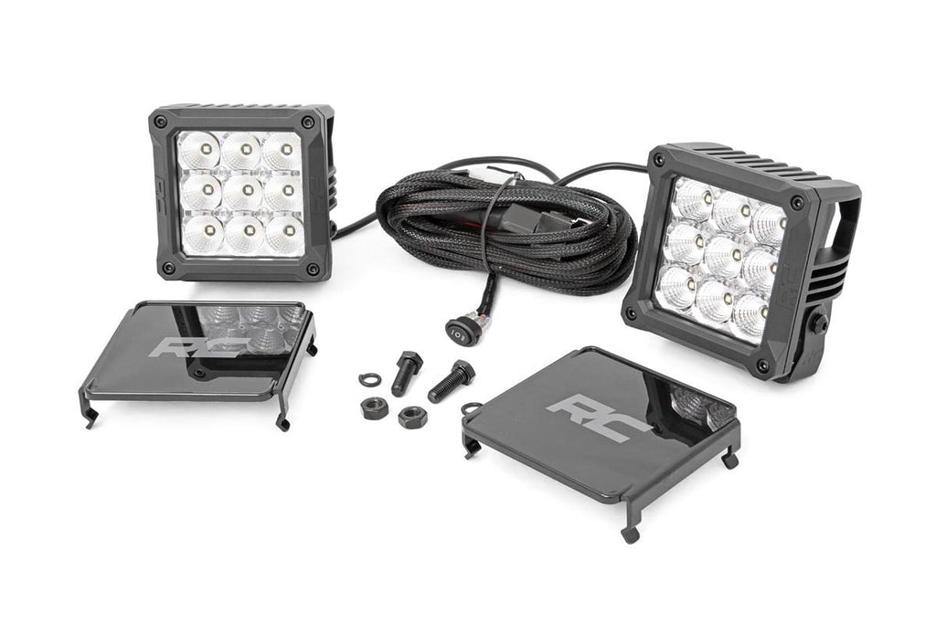 Rough Country - Chrome Series LED Light Pair - 4 Inch - Square - White DRL - 70905DRL