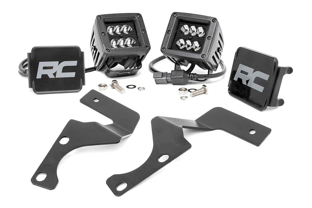 Rough Country - LED Light - Ditch Mount - 2" Black Spot Pair - Toyota 4Runner (10-23) - 70796