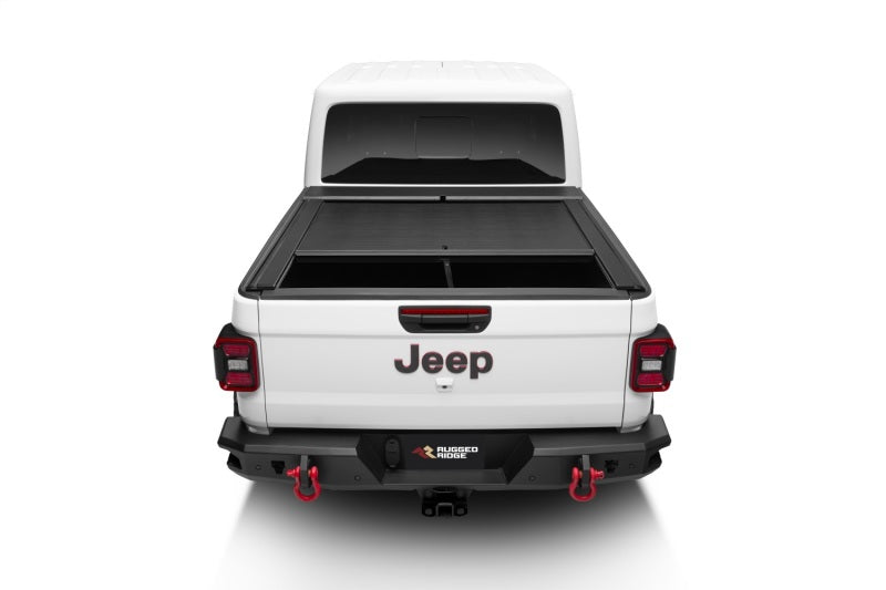 Rugged Ridge Jeep Gladiator w/Trail Rail Sys Armis Tonneau Cover w/Max Track - Tex. Blk