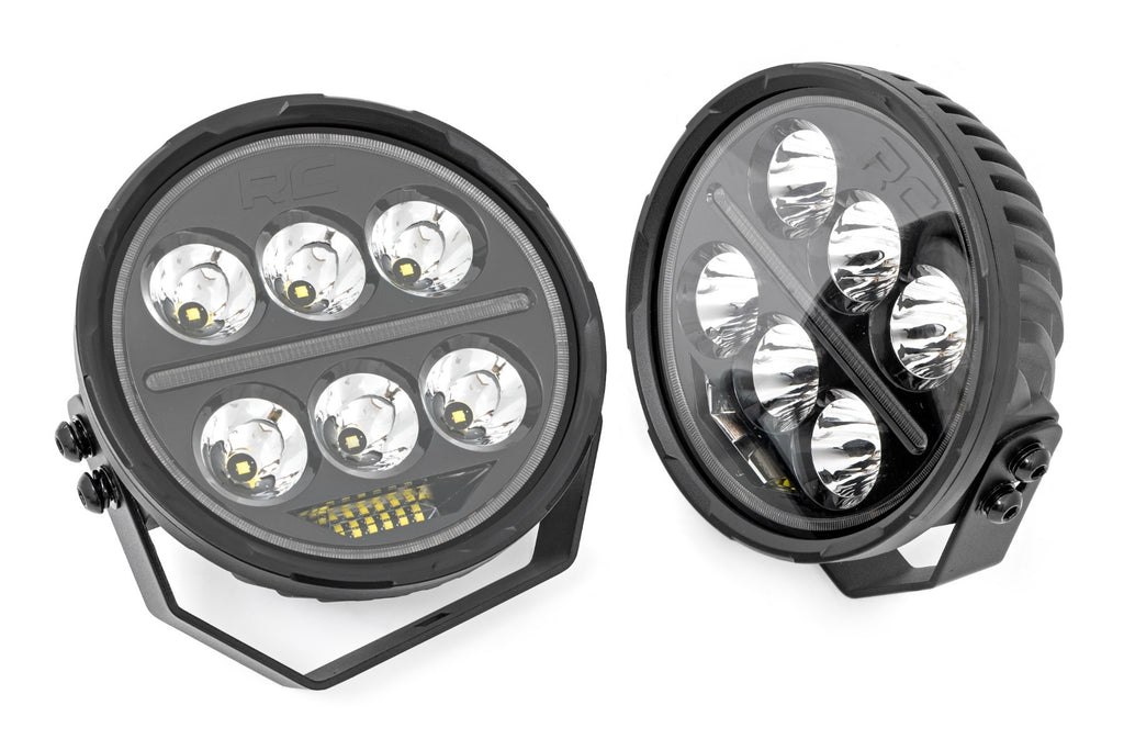 Rough Country - Black Series Halo LED Light Pair - White/Amber DRL - 6.5 Inch - Round - 70805A