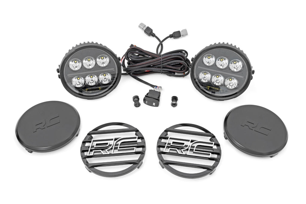 Rough Country - Black Series Halo LED Light Pair - White/Amber DRL - 6.5 Inch - Round - 70805A