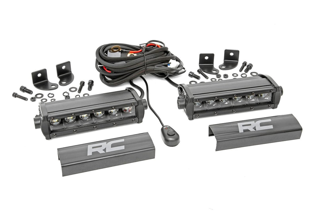 Rough Country - 6 Inch Black Series LED Light Bar - Single Row - Pair - 70706BL