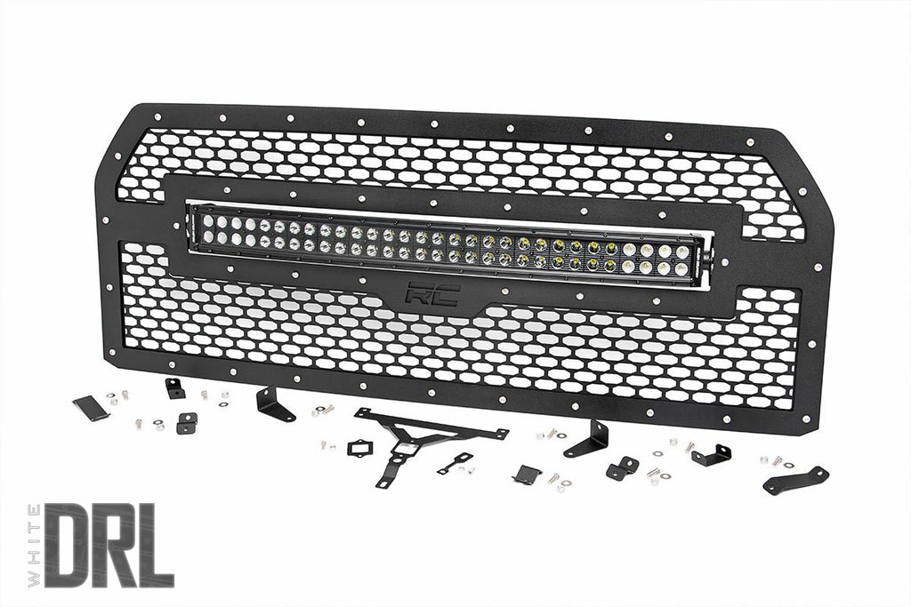 Rough Country - Mesh Grille - 30" Dual Row LED - Black Ser - Ford F-150 (15-17) - 70193DRL
