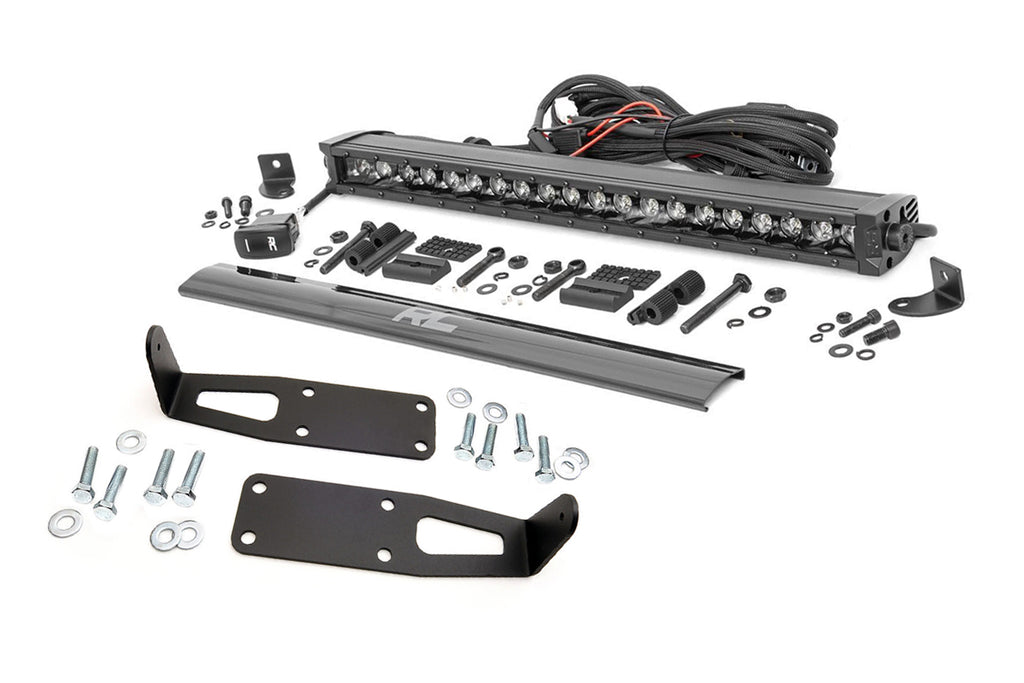 Rough Country - LED Light - Bumper Mnt - 20" Black Single Row - White DRL - Ram 2500 (10-18) - 70568BLDRL