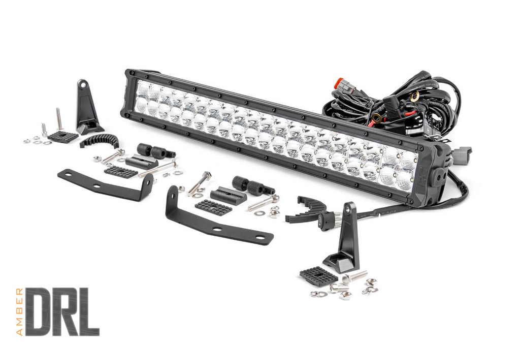 Rough Country - LED Light - Bumper Mount - 20" Chrome Dual Row - Amber DRL - Nissan Titan XD (16-21) - 70646DRLA