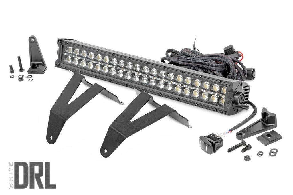 Rough Country - LED Light - Bumper Mount - 20" Black Dual Row - White DRL - Ram 1500 (19-23) - 70779DRL