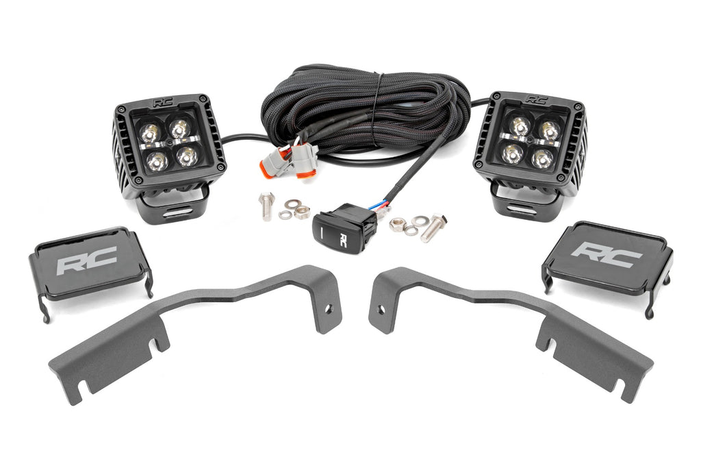 Rough Country - LED Light - Ditch Mount - 2" Black Pair - White DRL - Nissan Frontier (22-23) - 71066
