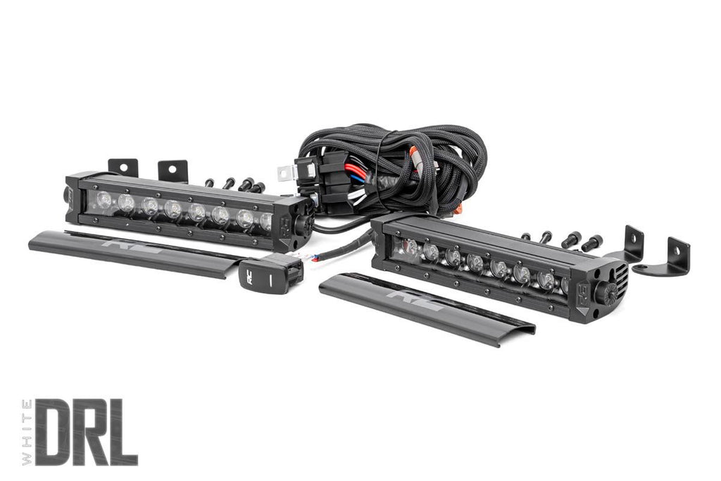 Rough Country - Black Series LED Light Bar - Cool White DRL - 8 Inch - Single Row Pair - 70728BLDRL