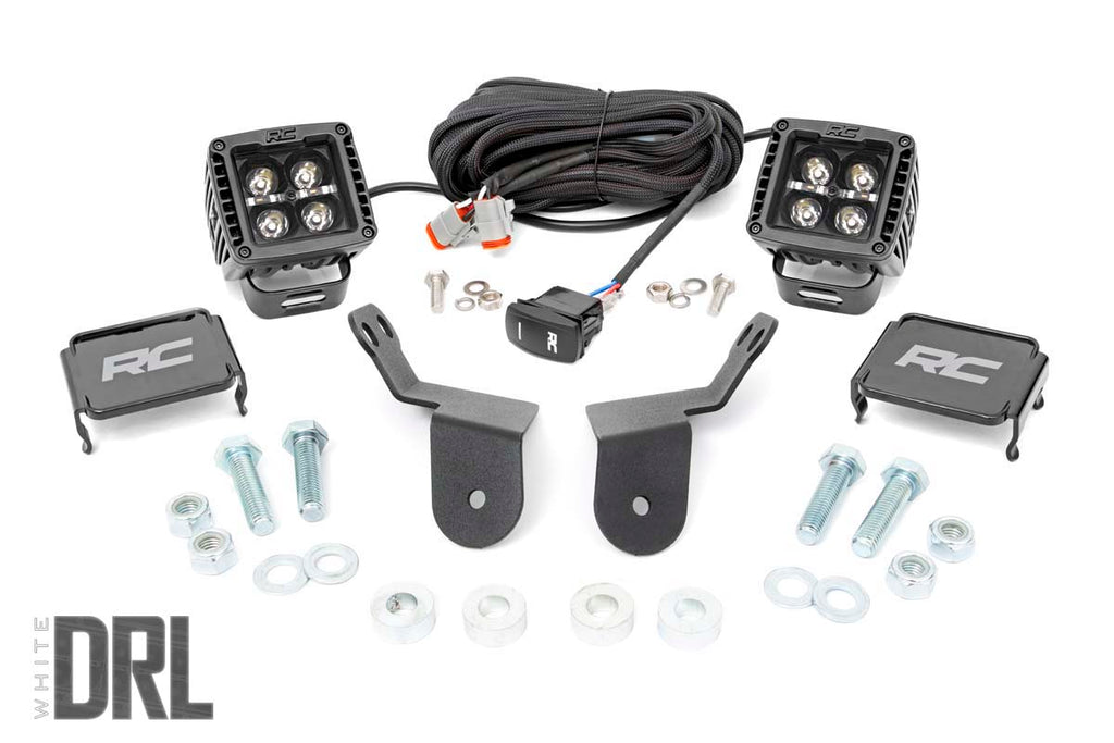 LED Light - Cage Mount - 2 In. Black Pair - White DRL - Honda Pioneer 1000 1000-5