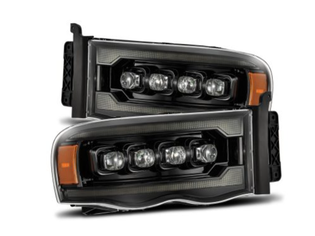 AlphaRex 02-05 Dodge Ram 1500 NOVA LED Proj Headlights Alpha Black w/Activ Light/Seq Signal