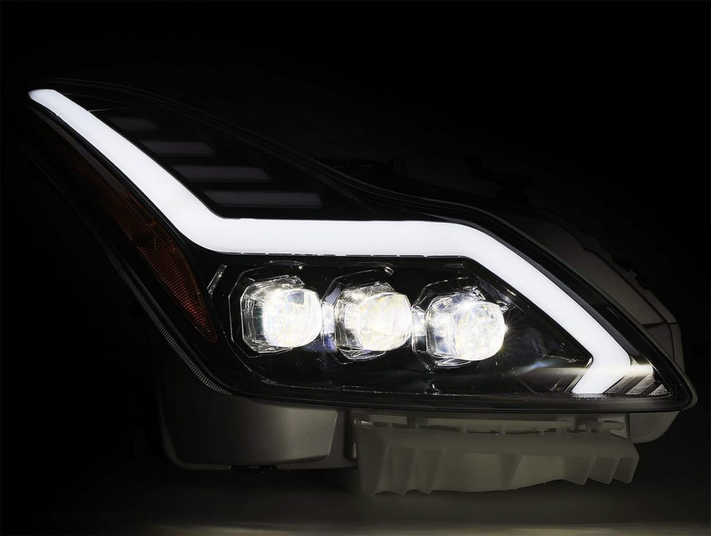 AlphaRex 08-15 Infiniti G37 Coupe SD NOVA LED Proj Headlights Plank Gloss Blk w/Activ Light/Seq Signal