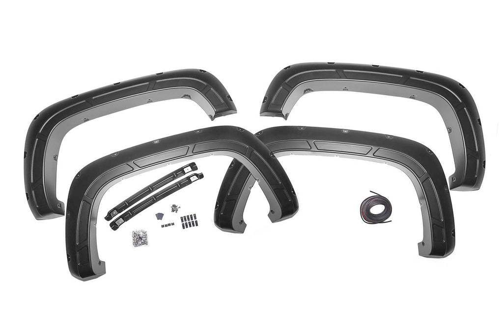 Rough Country Defender Pocket Fender Flares - Silver - Chevy Silverado 2500 HD 3500 HD (20-23)