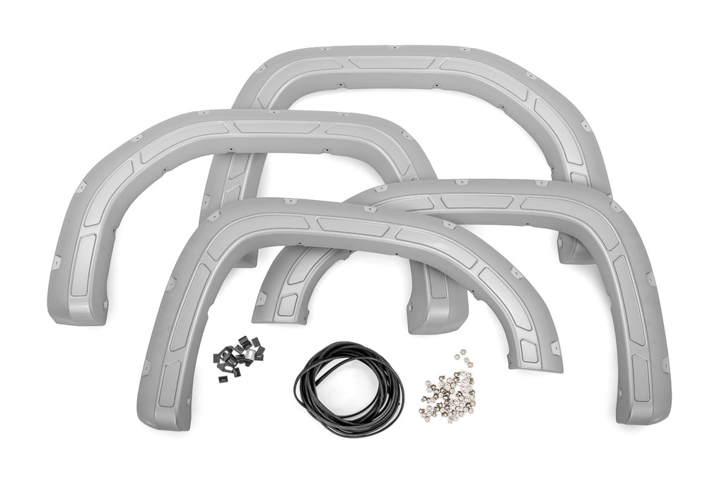 Rough Country Defender Pocket Fender Flares - Silver - GMC Sierra 1500 (19-23)