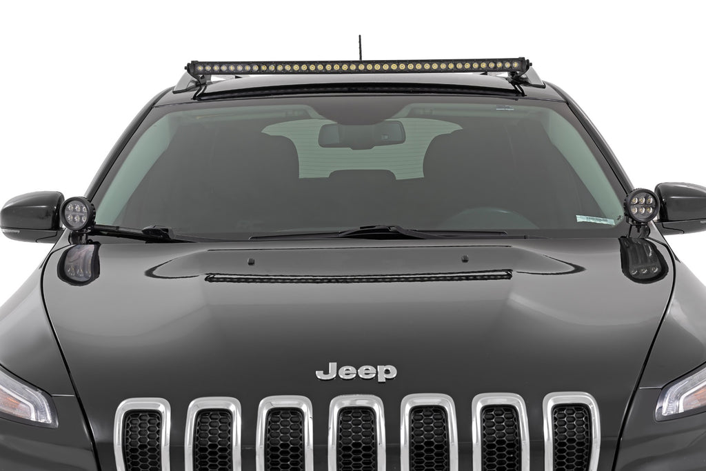 Rough Country - LED Light Kit - Ditch Mount - 2" Black Pair - Flood - Jeep Cherokee KL (14-21) - 70079