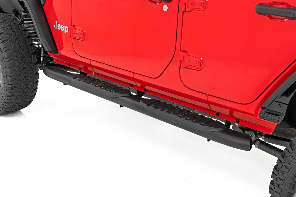 Oval Nerf Steps - 4 Door - Black - Jeep Wrangler Unlimited (18-23)