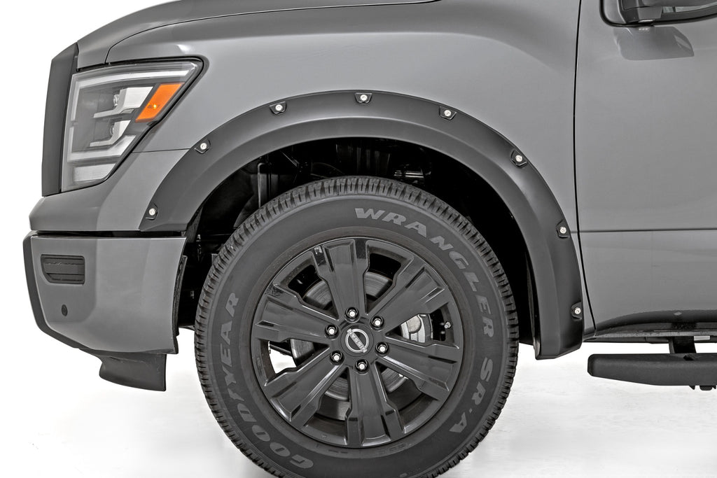 Traditional Pocket Fender Flares - Crew - K23 Brilliant Silver - W O Emblem - Nissan Titan (17-23)