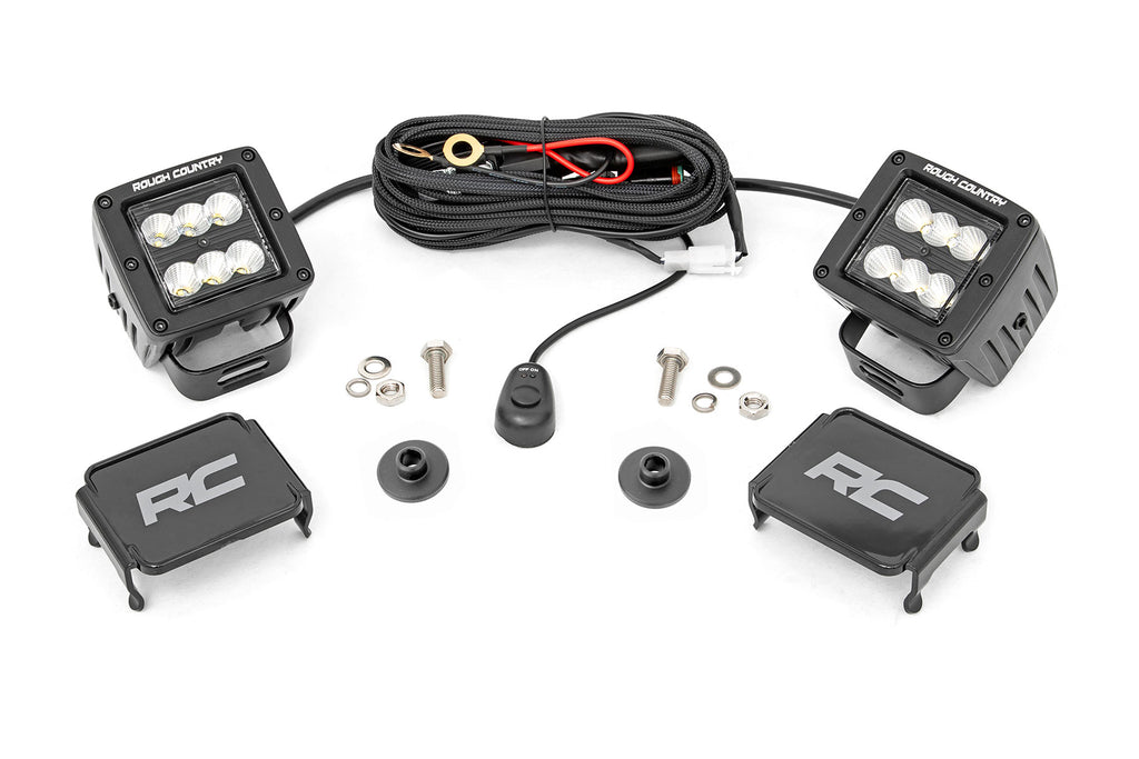Rough Country - LED Light - Ditch Mount - 2" Black Pair - Flood Pattern - Ford Bronco (21-23) - 71046