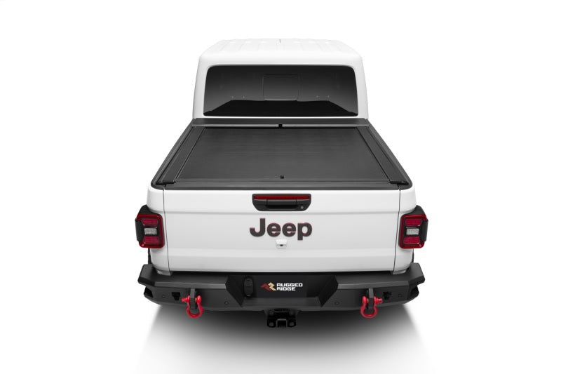 Rugged Ridge Jeep Gladiator w/Trail Rail Sys Armis Tonneau Cover w/Max Track - Tex. Blk