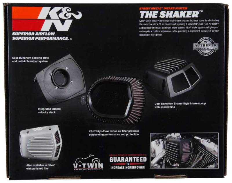 K&N Street Metal Intake System for Harley Davidson Softail/Dyna - Shaker Black