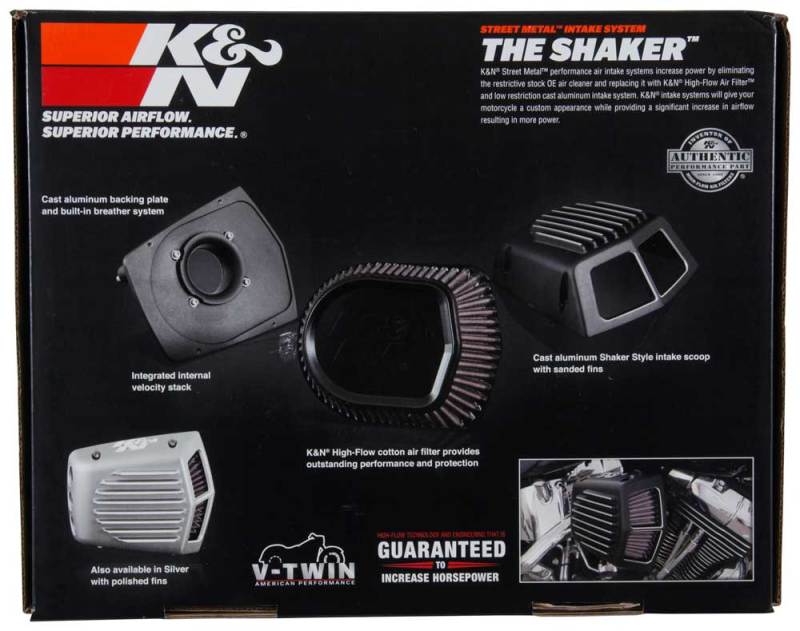 K&N Street Metal Intake System Harley Davidson Shaker Silver H/D Softail/Dyna Fl