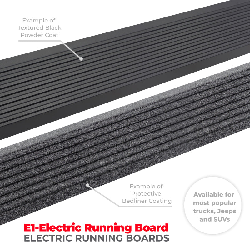 Go Rhino 23-24 Toyota Sequoia Sport Utility (Ex. Hybrid) E1 Electric Running Board Kit - Text. Black